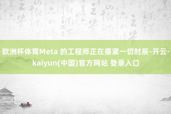 欧洲杯体育Meta 的工程师正在攥紧一切时辰-开云·kaiyun(中国)官方网站 登录入口