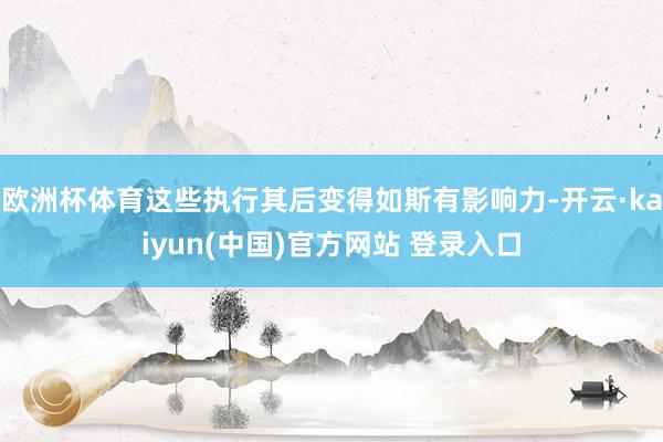 欧洲杯体育这些执行其后变得如斯有影响力-开云·kaiyun(中国)官方网站 登录入口