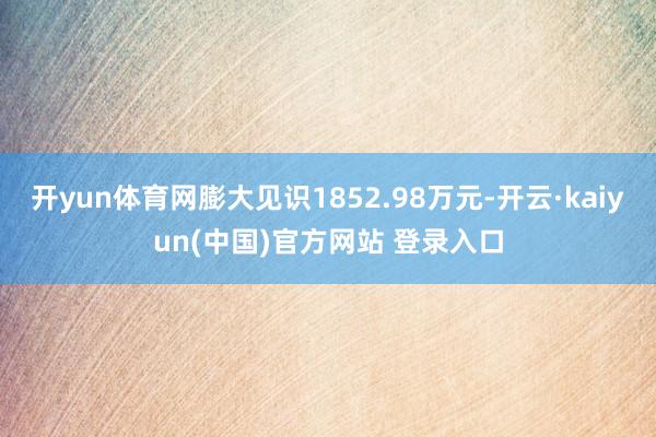 开yun体育网膨大见识1852.98万元-开云·kaiyun(中国)官方网站 登录入口