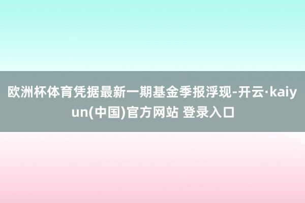 欧洲杯体育凭据最新一期基金季报浮现-开云·kaiyun(中国)官方网站 登录入口