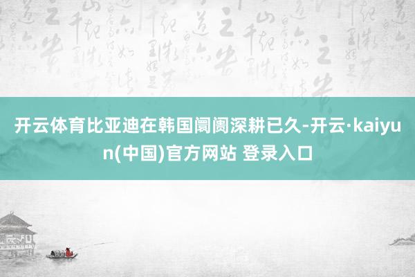 开云体育比亚迪在韩国阛阓深耕已久-开云·kaiyun(中国)官方网站 登录入口