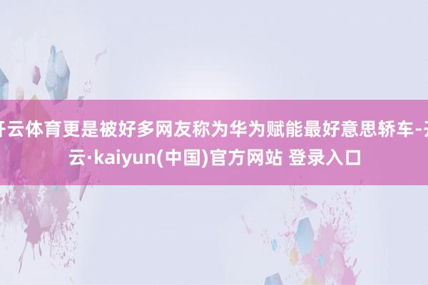 开云体育更是被好多网友称为华为赋能最好意思轿车-开云·kaiyun(中国)官方网站 登录入口