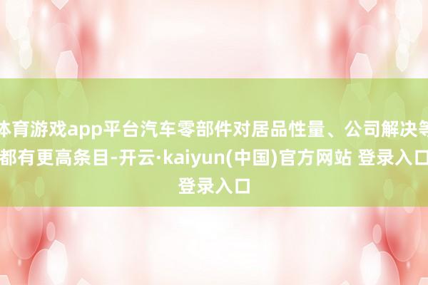 体育游戏app平台汽车零部件对居品性量、公司解决等都有更高条目-开云·kaiyun(中国)官方网站 登录入口