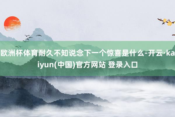 欧洲杯体育耐久不知说念下一个惊喜是什么-开云·kaiyun(中国)官方网站 登录入口