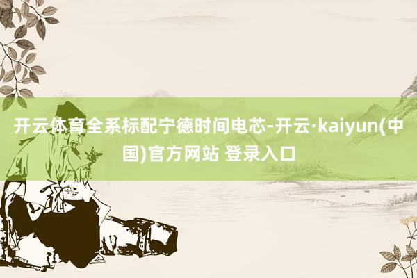 开云体育全系标配宁德时间电芯-开云·kaiyun(中国)官方网站 登录入口