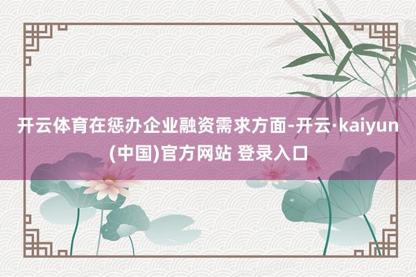 开云体育在惩办企业融资需求方面-开云·kaiyun(中国)官方网站 登录入口