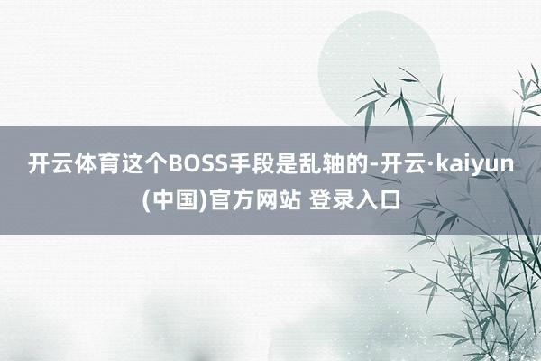 开云体育这个BOSS手段是乱轴的-开云·kaiyun(中国)官方网站 登录入口